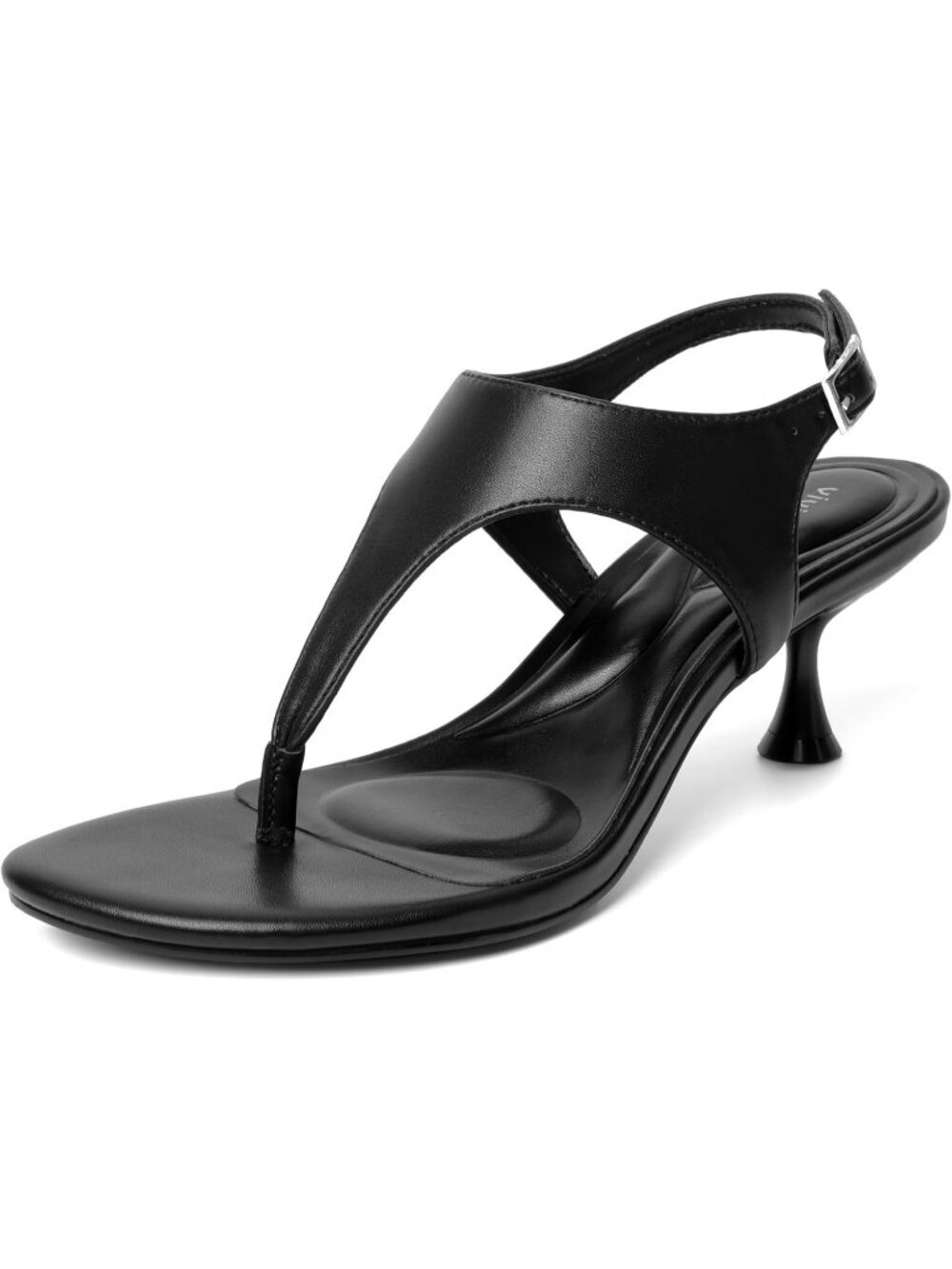 Women's Black Summer Comfortable Low Block Thong Soft Straps Heeled Sandals